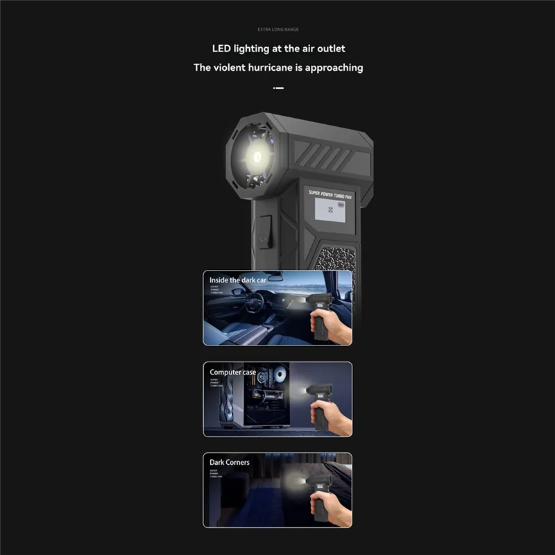 Wentylator A24P Violent Fan Mocny Wentylator Bezszczotkowy Turbo Jet 138000RPM z Wyświetlaczem LED i Podświetleniem Elektryczny Odkurzacz Powietrza do Domu i Na Zewnątrz