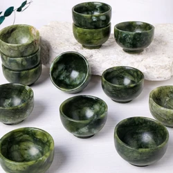 1pc Natural Crystal Green Jade Tea Cup Jade Small Wine Cup Kung Fu Tea Cup Tea Set Crafts Office Desktop Decoration