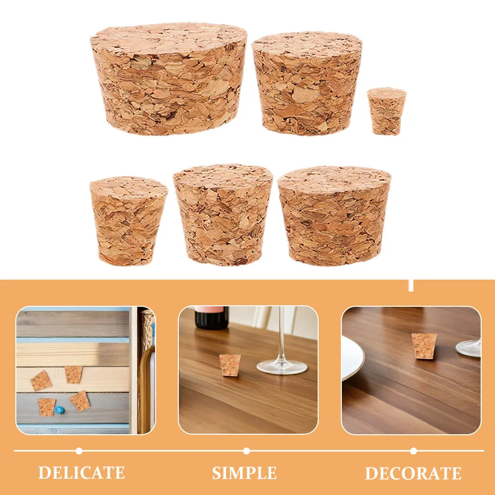 72Pcs Tapered Cork Stoppers 6 Sizes Reusable Natural Soft Cork Plugs for Bottle Jar Sealing Craft Brewing Beverage Storage