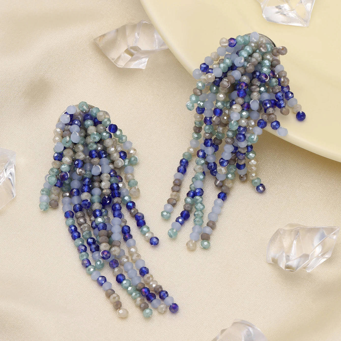 INKDEW Tassel Mixed Color Long Drop Earrings Colorful Bead Handmade Threading Crystal Earrings for Women Gift Big Jewelry EA062