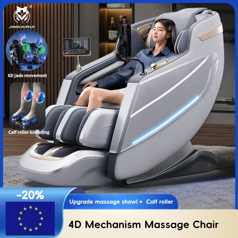 

Zero Gravity 4D Mechanism Massage Chair Deep Thai Stretching LCD Touch Screen Calf Roller Airbag Compression Kneading Relaxation