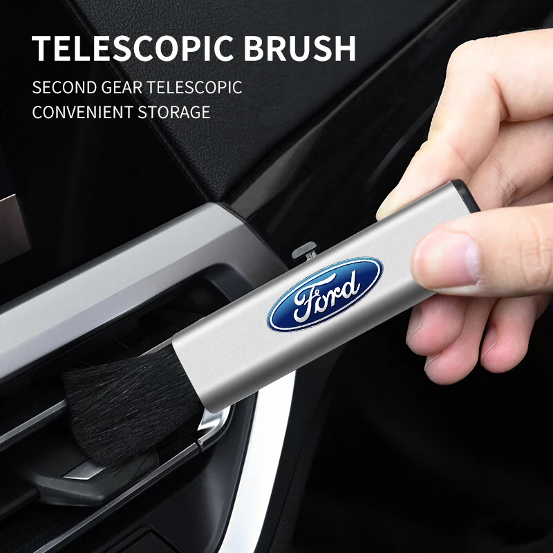 Car Interior Cleaning Brush Telescopic Small Soft Brush Accessories For Ford Focus 2 3 4 Mondeo Fiesta ecosport Kuga Fusion Ghia