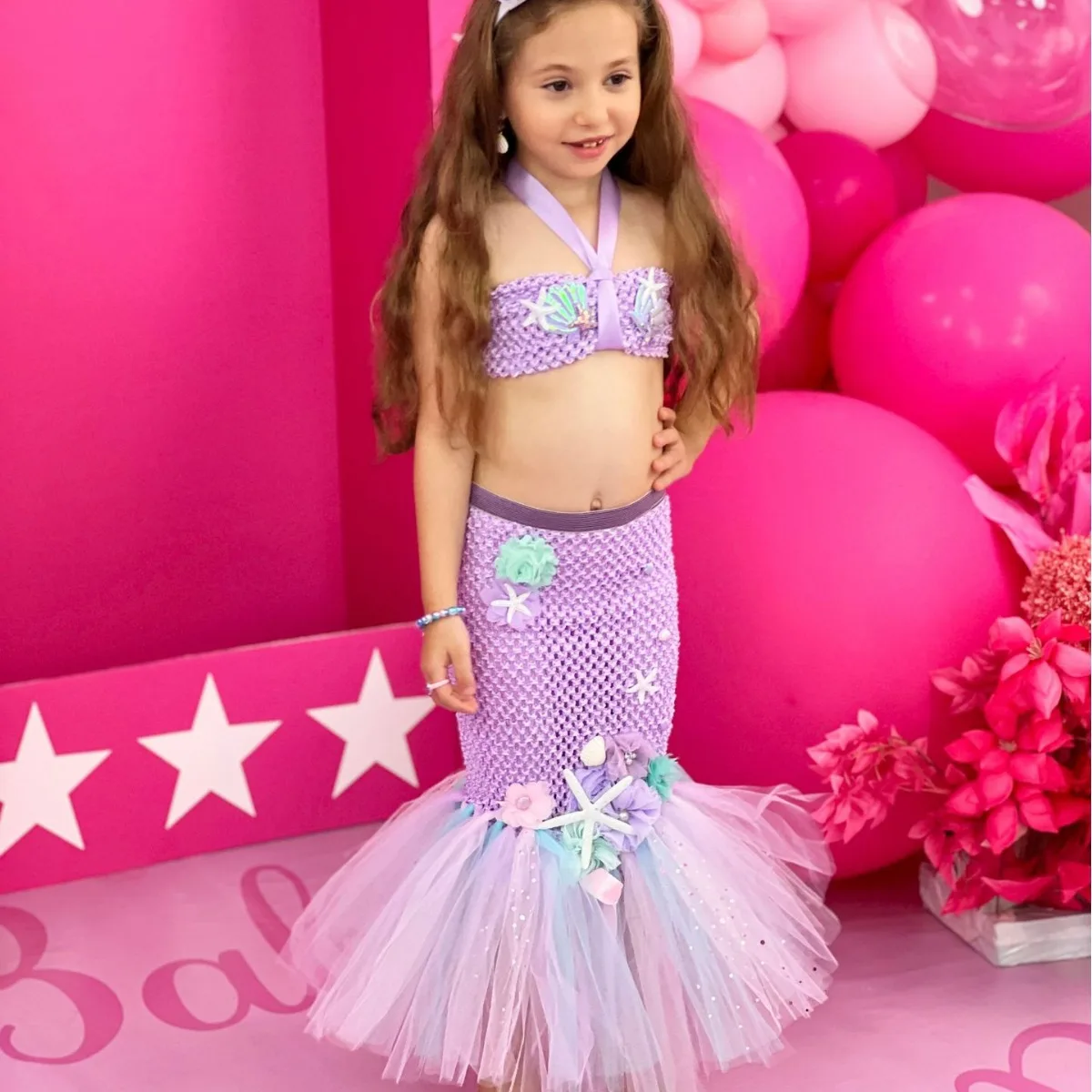 

AmyStylish Little Girls Movie Princess Mermaid Ariel Cosplay Halloween Dress Birthday Party Dress