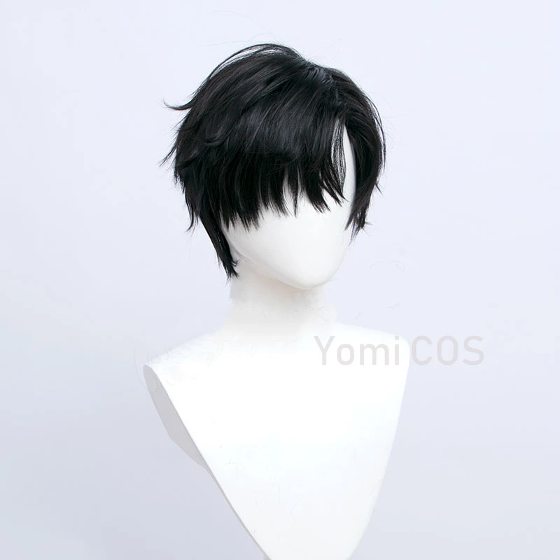 Anime Light and Night Osborn Cosplay Wig Black Short Cos Teased Hair Men's Daily Short Hair Halloween Carnival Cos Props