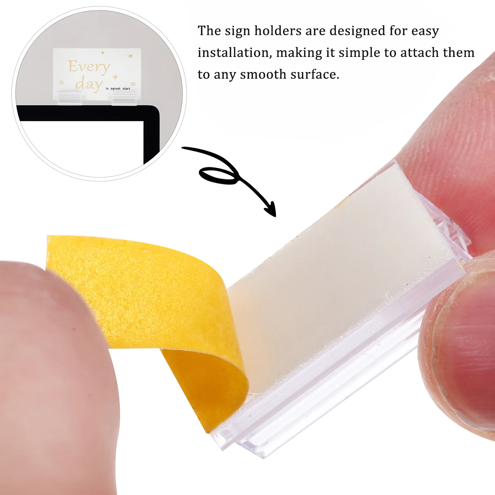 

50 pcs Label Clips Acrylic Sign Holder Small Sturdy Table Top For Price Tag Name Tag Holder Sneeze Guard Bracket Retail Display