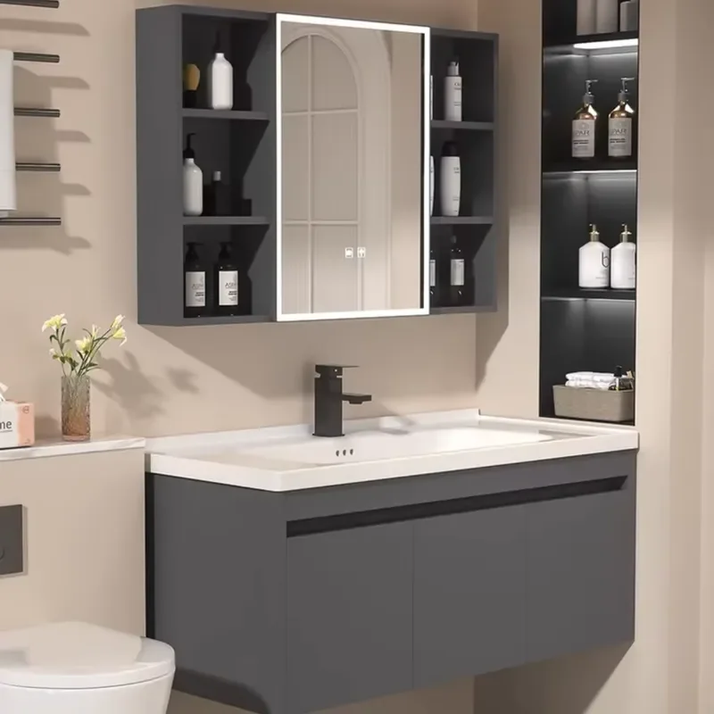 STLF Hot Sale Luxury Space Aluminum Alloy Bathroom Vanity Cabinet with Smart Mirror Wholesale Sets for Vanities and Wash