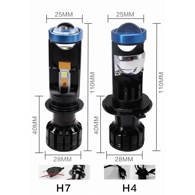 ABAE-Y6D Fisheye LED 헤드 라이트 교체 액세서리 듀얼 라이트 렌즈 화이트 오토바이 스포트라이트 H7 자동차 헤드 라이트