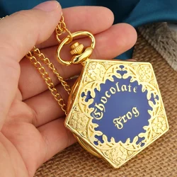 Anime Harries Chocolate Frog Wizard Magic World Quartz Pocket Watch Potter Cosplay Necklace Pendant Chain Jewelry Clock Gift