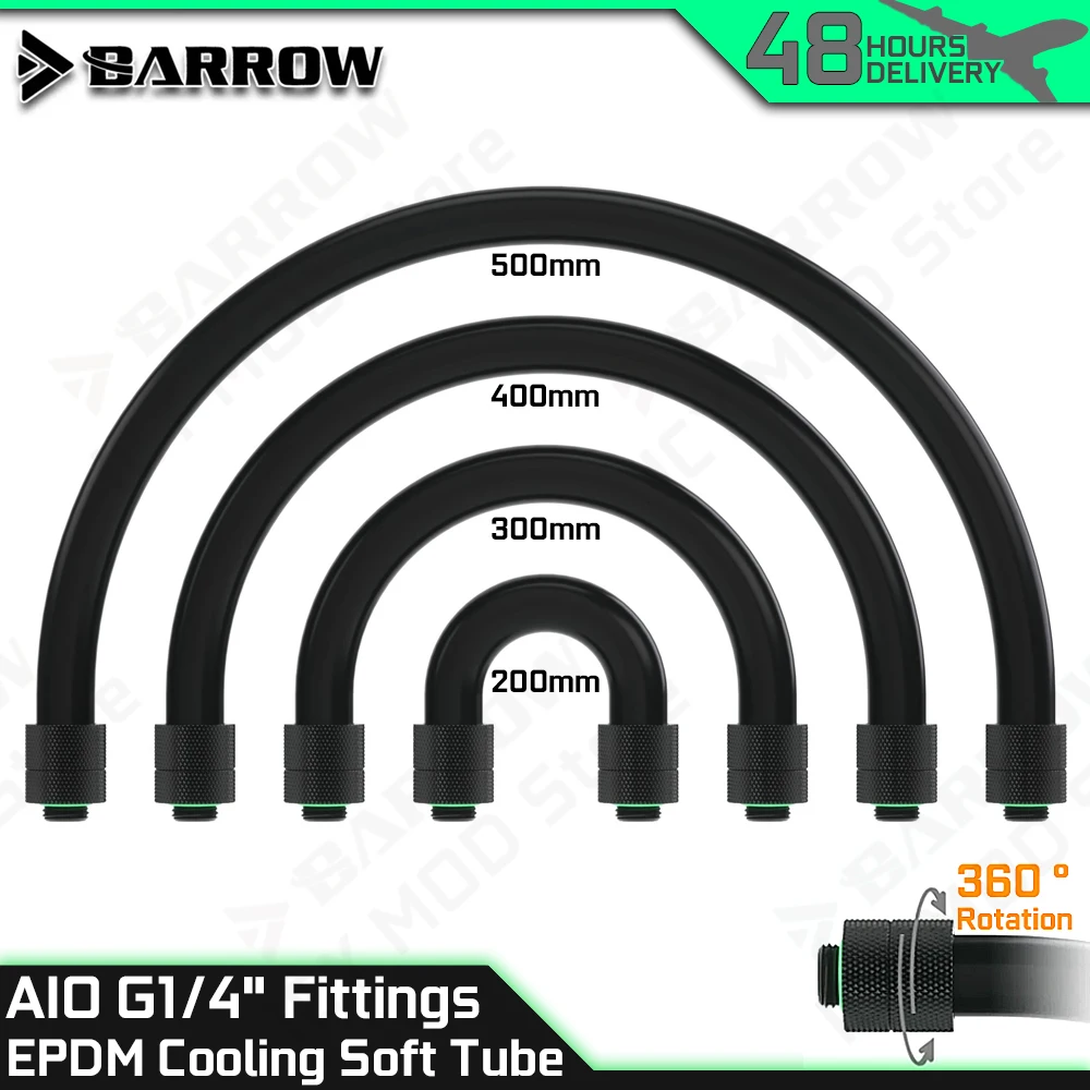 

Barrow AIO EPDM Soft Tube G1/4 "fittings 200/300/400/500mm Corrosion-resistant Pipe PC Water Cooling MOD TXKN-3/8 H01T