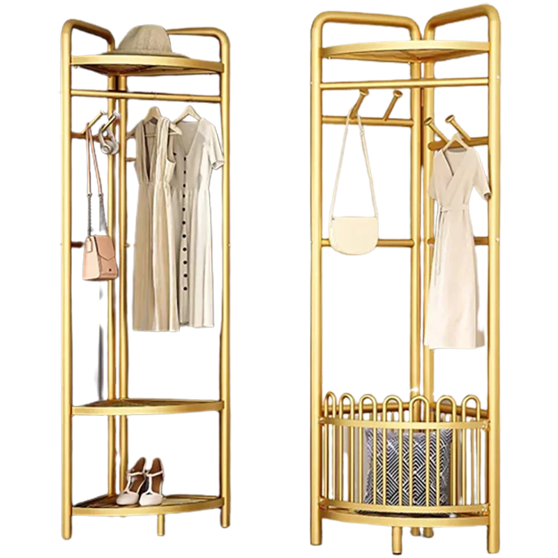 Portable Bedroom Clothes Rack Metal Shoe Storage Gold Hangers Clothes Rack Place Saving Perchero De Pie Home Accessories