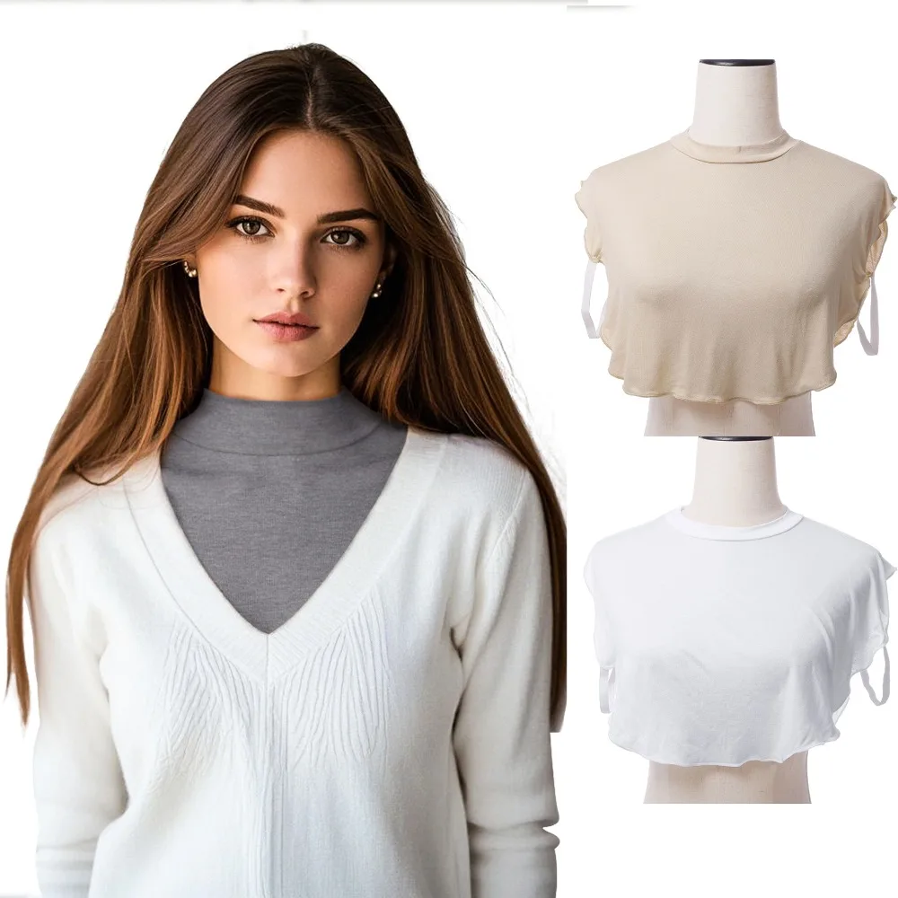 

Элегантный хлопковый искусственный воротник, однотонный съемный полувысокий воротник, водолазка без рукавов, аксессуар для одежды