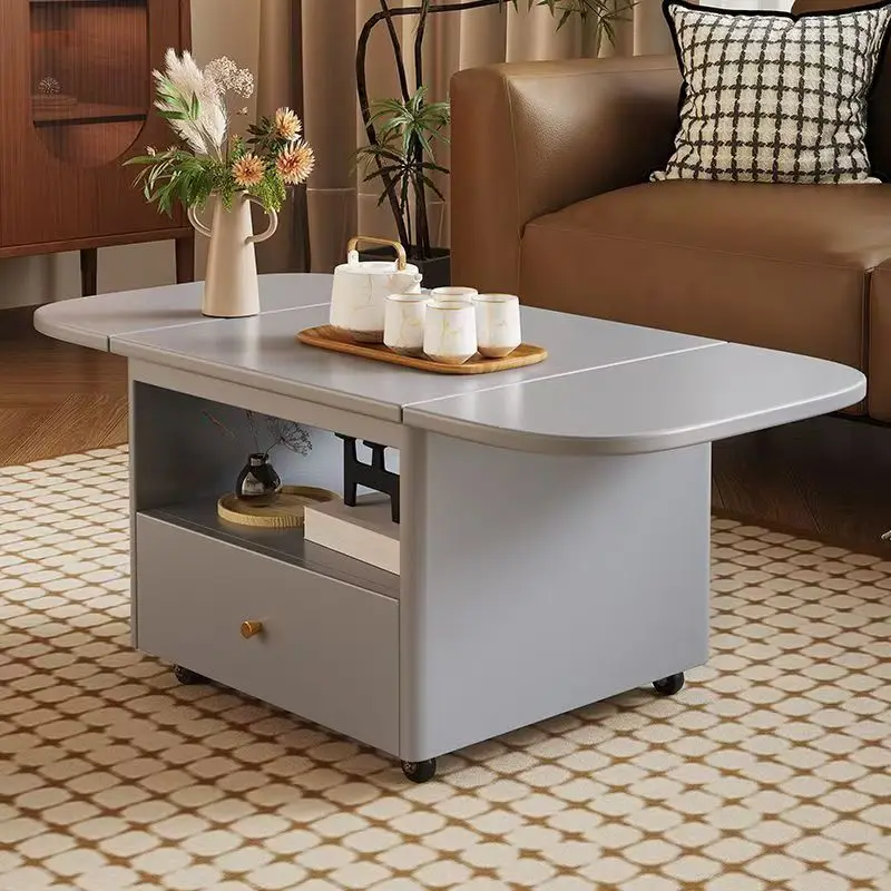 طاولة قهوة من الخشب الصلب قابلة للطي وطاولة طعام متنقلة مزدوجة الأغراض قابلة للطي وشقة صغيرة بسيطة لغرفة المعيشة وطاولة شاي م