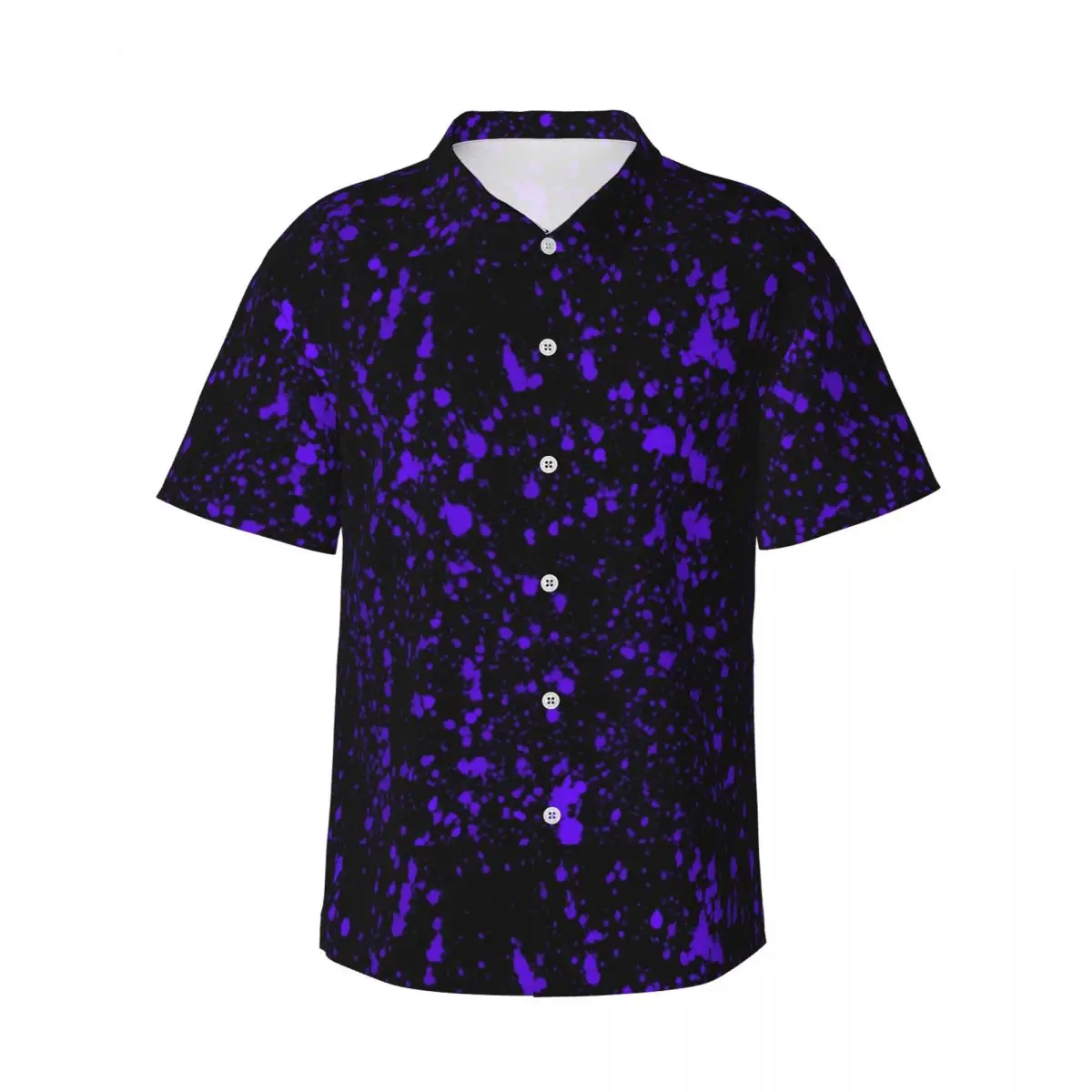 Hawaiian Shirt Vacation Purple Paint Splatter Blouses Abstract Graffiti Elegant Casual Shirts Mens Short-Sleeve Harajuku Tops
