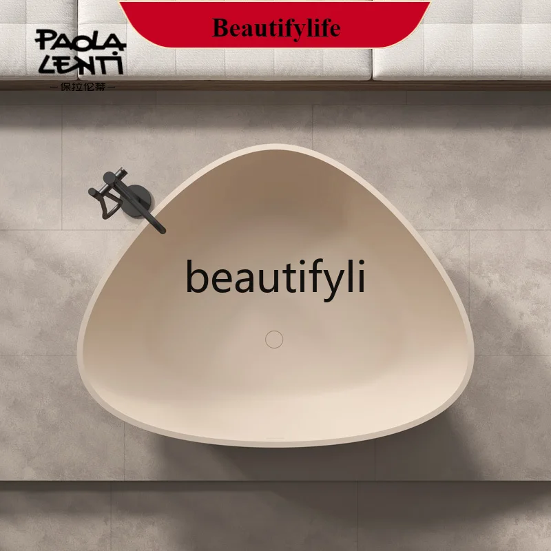 

F56 Artificial stone free-standing triangular arc bathtub hotel homestay couple adult bath