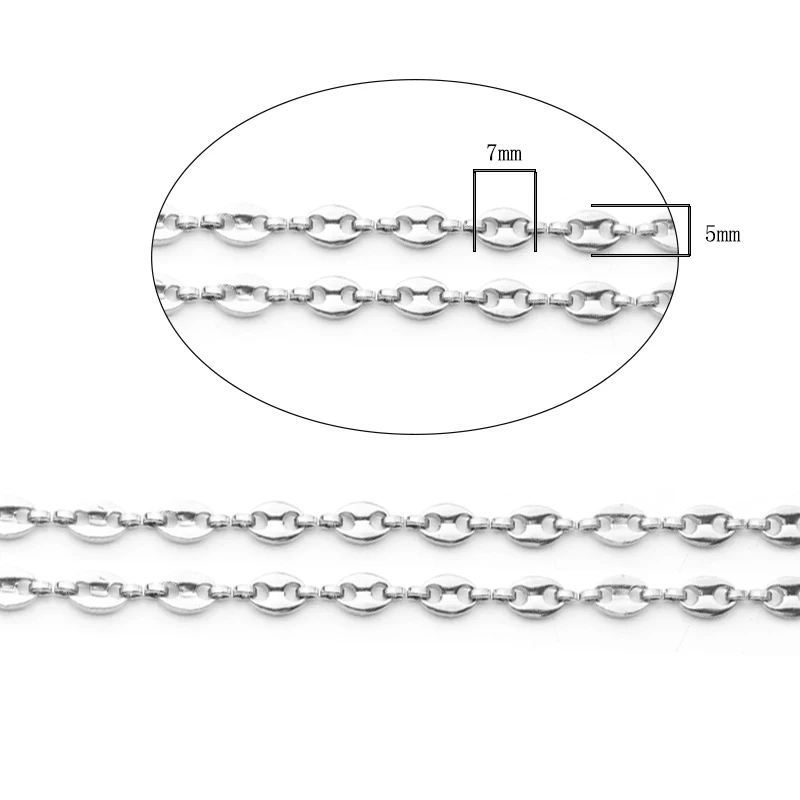 1 Meter Stainless Steel Coffee Bean Chains Trending Pig Nose Chains For Jewelry Making DIY Hip Hop Necklace Bracelet Accessories
