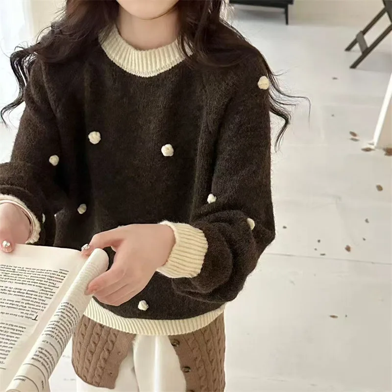 2026 Autumn/Winter Korean Soft Round Neck Knitted Sweater Loose Hoodie Thickened Fashionable Design Top Warm  Jumper
