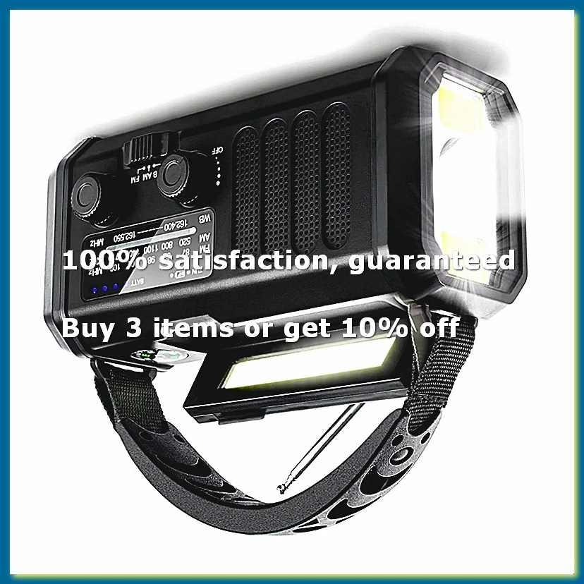 ●Emergency Weather Radio FM/AM/,Portable Hand Crank Radio,Flashlight ,Solar Powered 10000mAh for Outdoor Camping