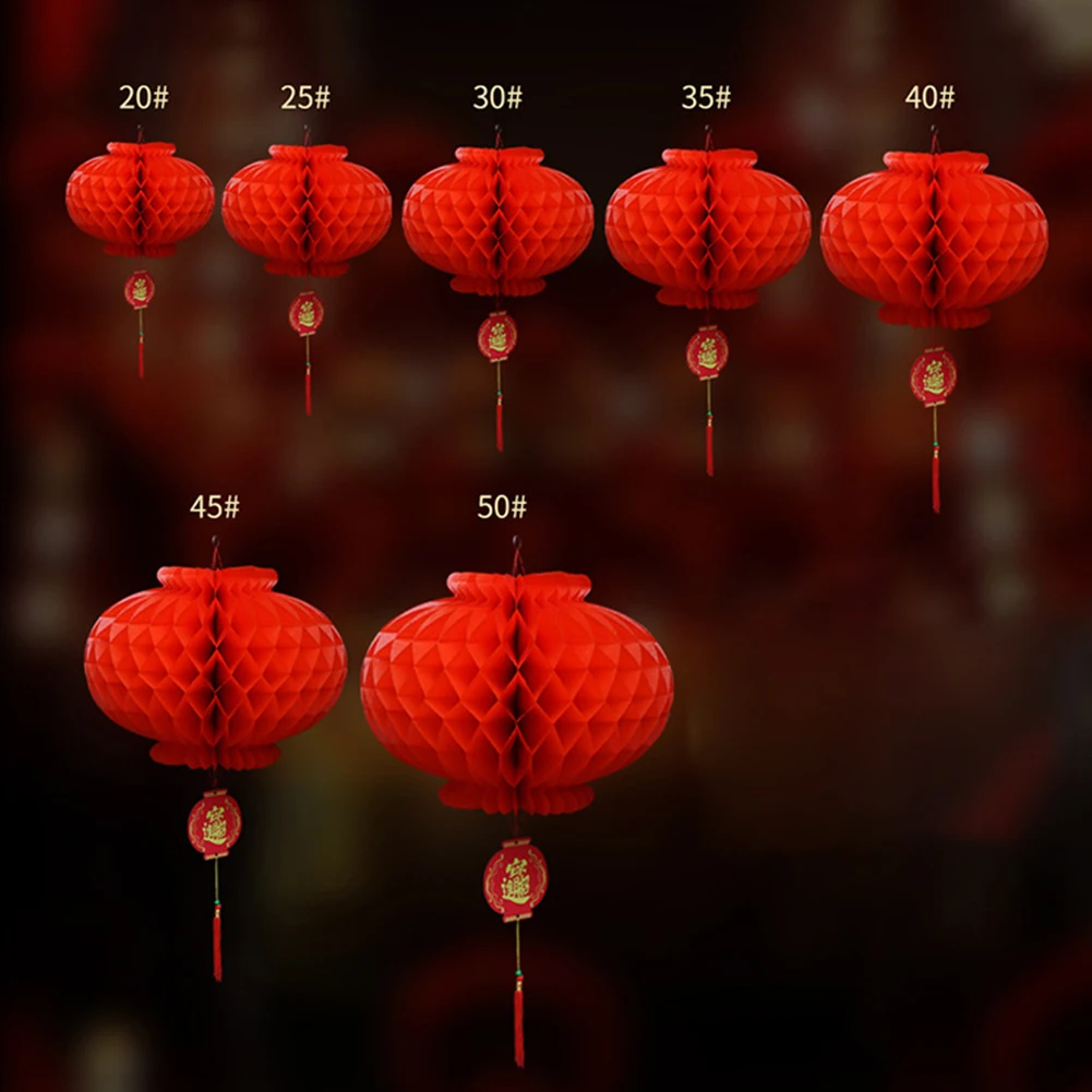 10 pçs de plástico tradicional chinês papel vermelho favo mel lanterna reutilizável primavera festival pingente ano novo casa decoração de suspensão