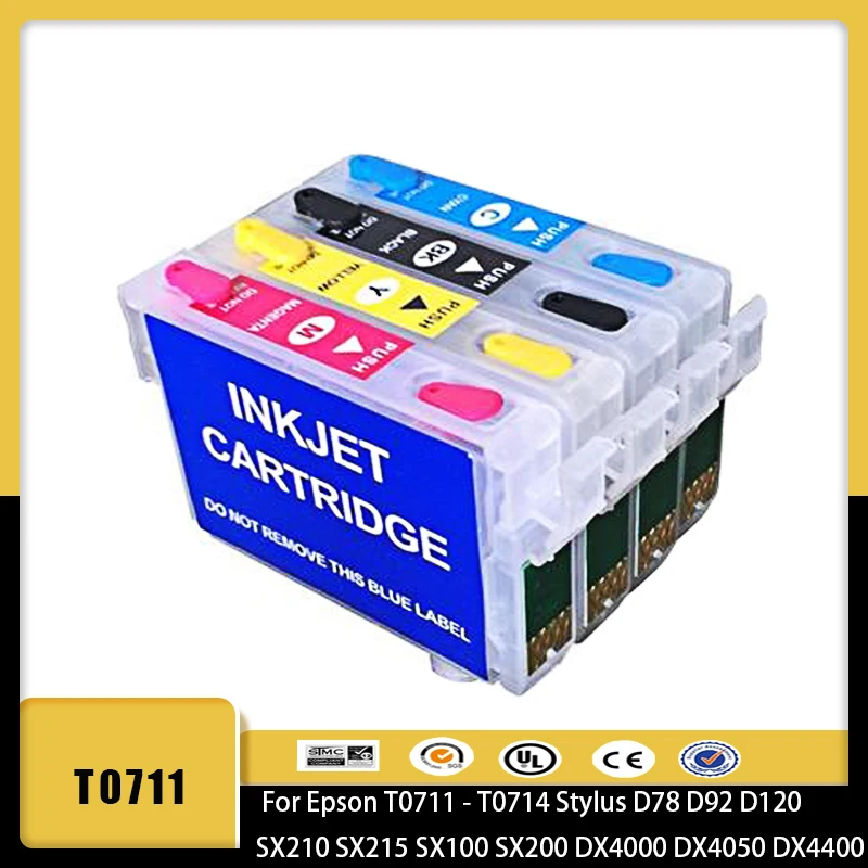 T0711 711 for epson D78 D92 DX4000 DX4050 DX4400 DX4450 DX5000 SX210 SX410 SX115 DX7400 refillable Ink Cartridge with ARC chip