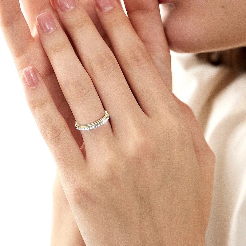 D‑VVS1 Moissanite Stacking Wedding Band Ring for Women Men,GRA Certified,925 Sterling Silver Base Plated 18K Gold,Lab‑Created Diamond‑Style Fine Stackable Ring,Party Occasion,Anniversary Holiday Gift Accessories