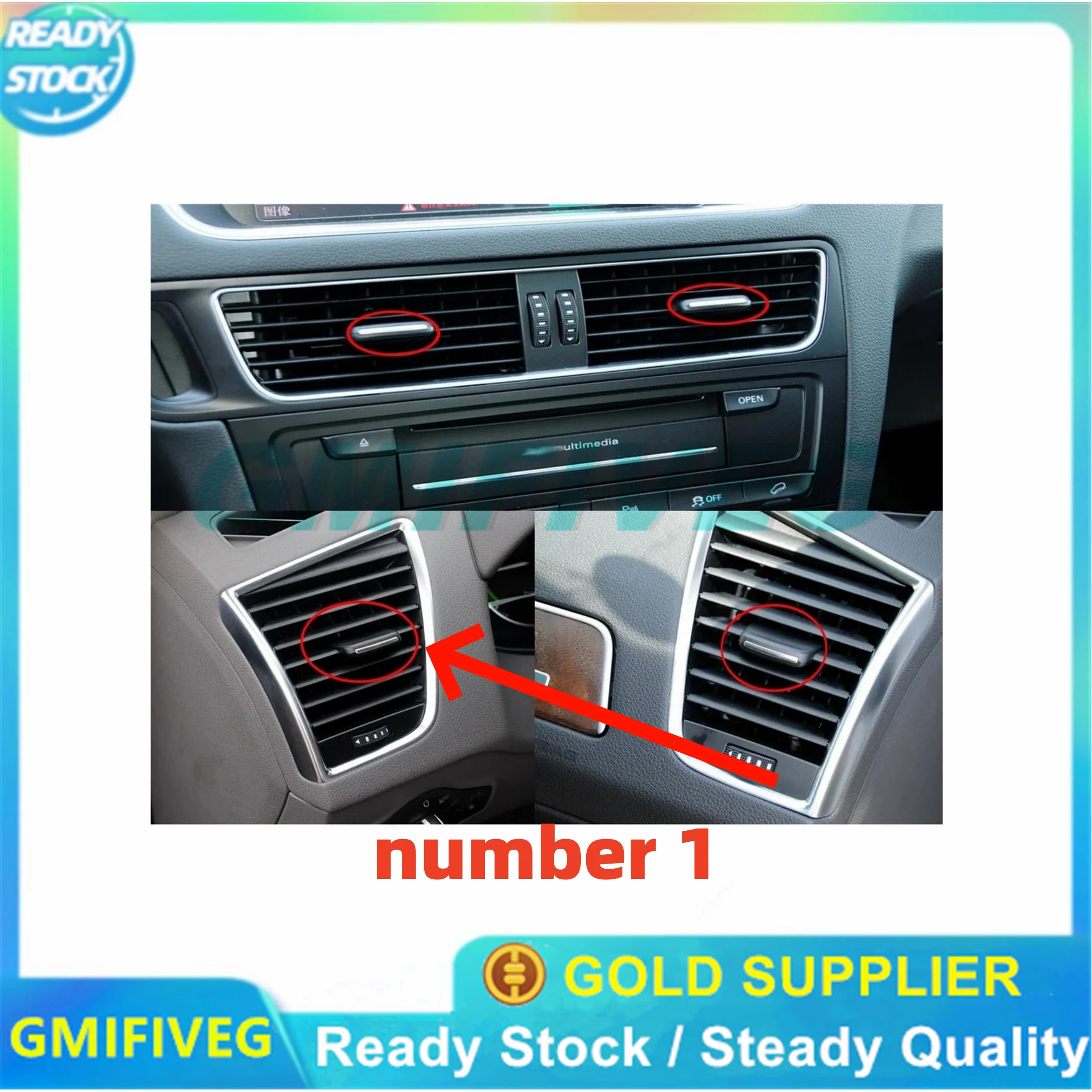 

1 шт. новая передняя панель переменного тока, центральная вентиляционная отверстие, слайд-закладка, зажим для Audi Q5 8R 2009-2017 8R1820951 8R1820901 8R1820902