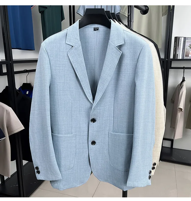 

Men's Linen-Blend Blazer - Beige Vintage Style M-3XL Spring To Autumn Lightweight Jacket Touch-Friendly Texture