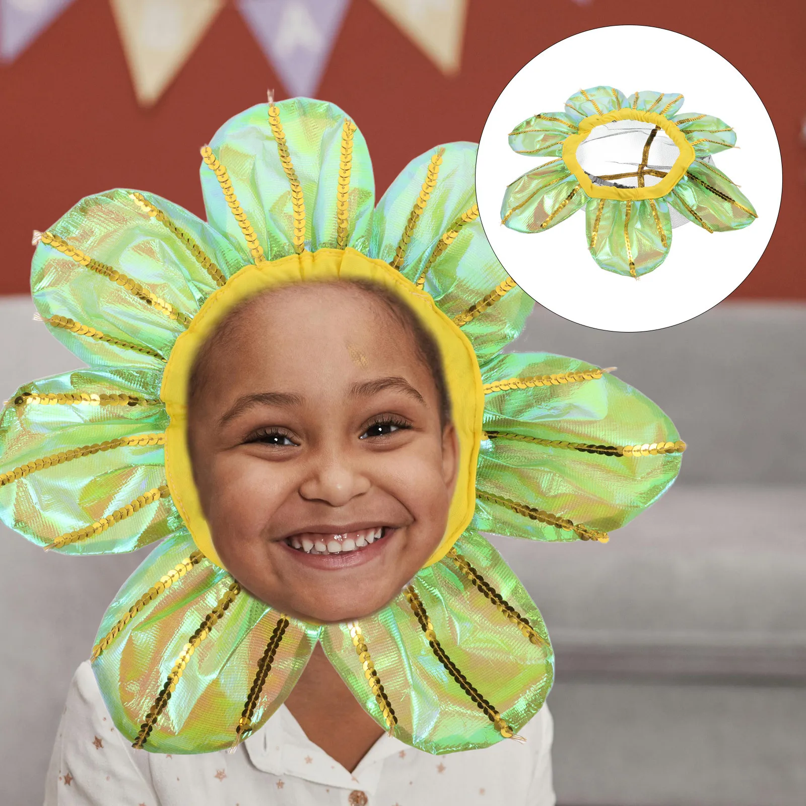 Children's Sunflower Headgear Cute Flower Shape Easy to Wear Fasten Ideal for Performance Party Costume Dance Festival Occasion
