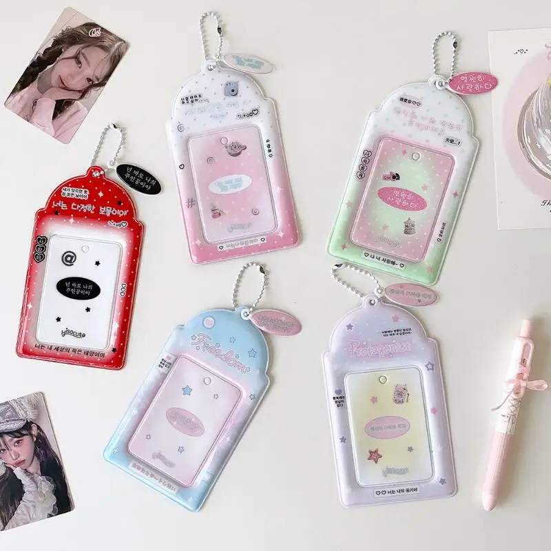 Kawaii Kpop Photocard Holder PVC Idol Photo Card Protector With Keychain Pendant For Bag Decoration view 4