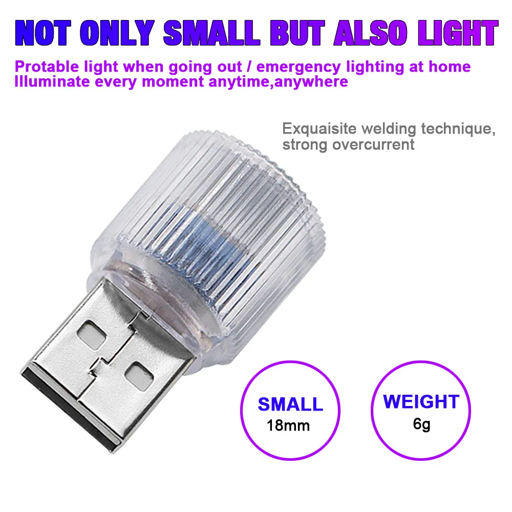 YSY 1pc Mini USB LED Light RGB Car LED Interior Lighting DC 5V Smart USB LED Atmosphere Light Home Office Decoration Night Lamp