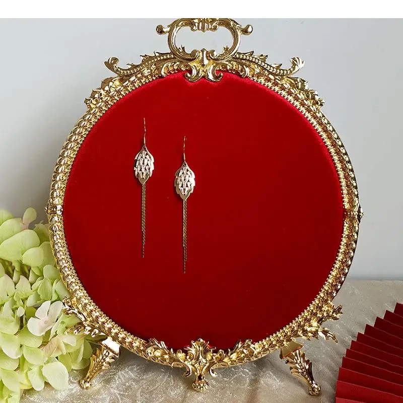 Vintage Golden Frame Decorative Shelves Necklace Stand Eardrop Earrings Hanging Board Dressing Table Jewelry Cosmetic Containers