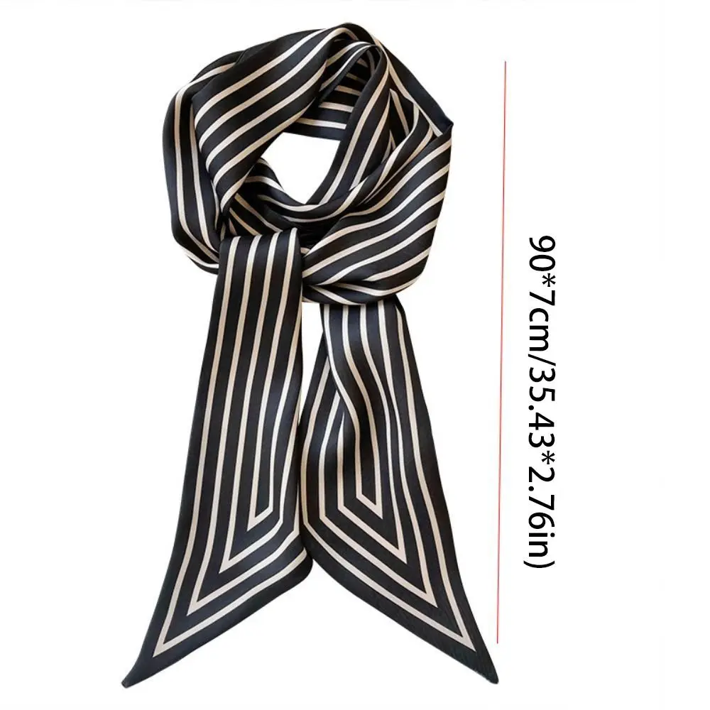 Female Shawl Neckerchief Ribbon Headband Printing French Wraps Korean Style Scarves Printed Scarf Small Long Scarf Silk Scarf