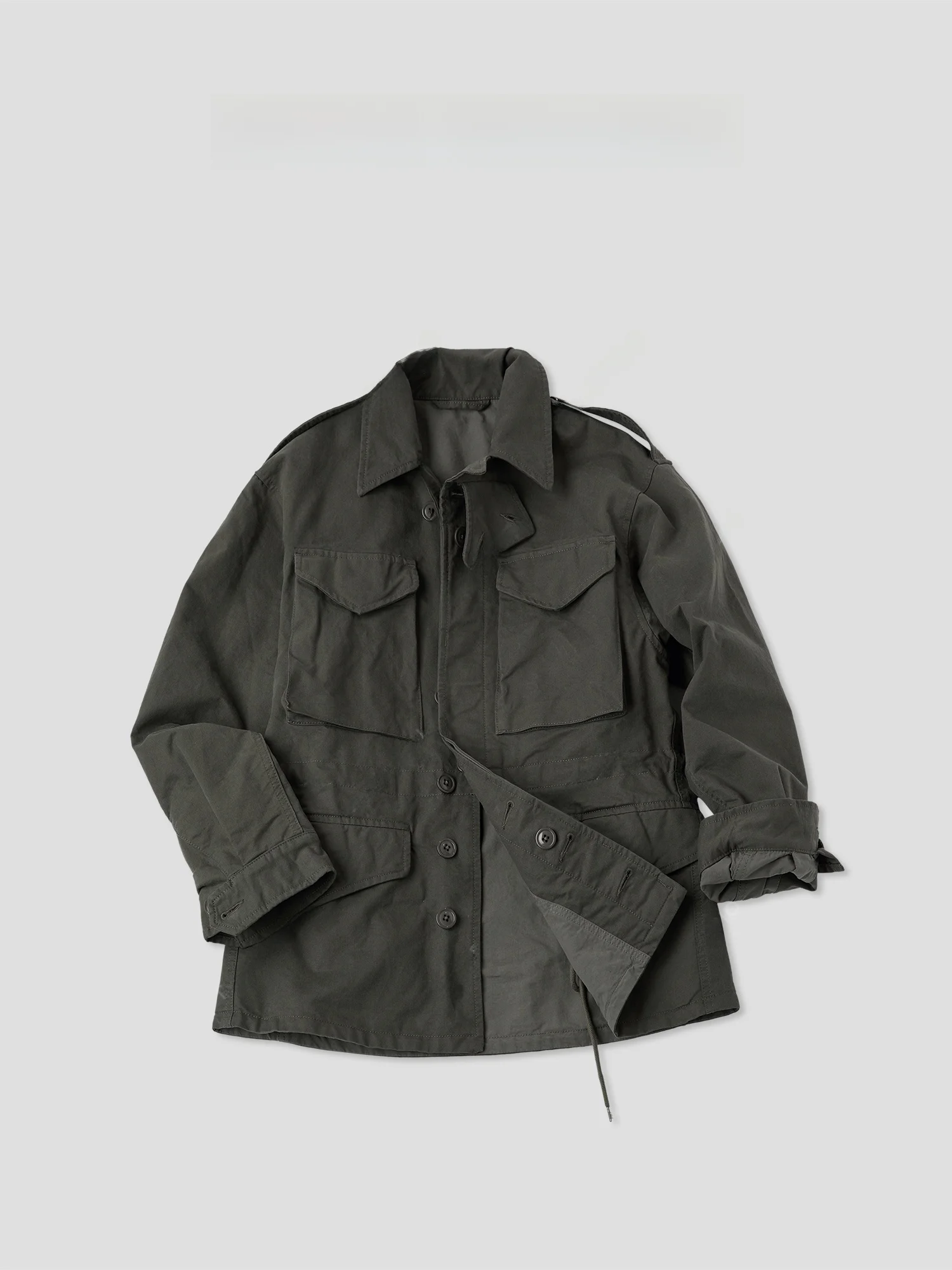 

Удобная американская рабочая одежда: женская куртка в стиле милитари с завязками на талии, хлопковое ретро-пальто от Romi Studio RWCAW8665