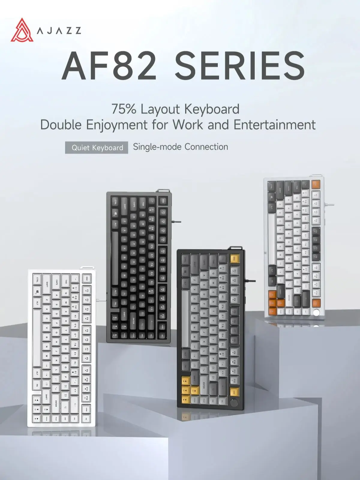 AJAZZ AF82 75% Kabelgebundene Membrantastatur, Leise, Plug-and-Play, Mehrfarbig, für PC Laptop Büro