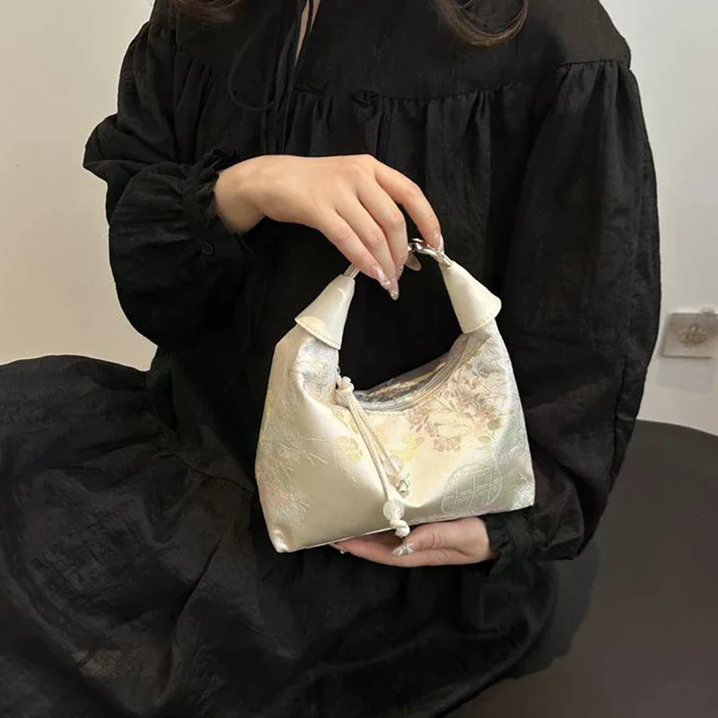 

New Chinese Style Fine Embroidery Women's Handbag Chic Summer Fashion Shoulder Crossbody Daily Party Tote Bucket Bag