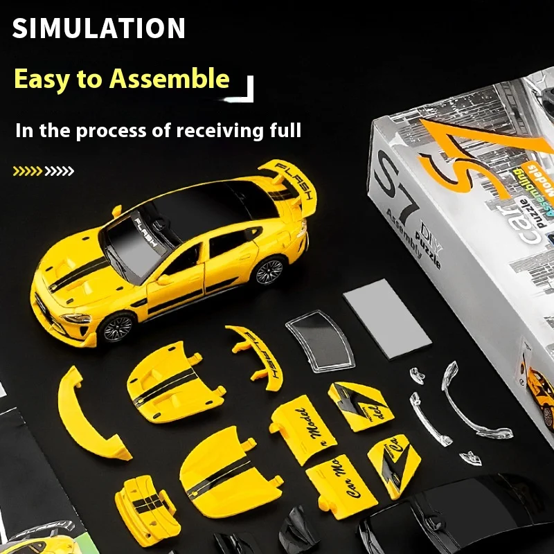 S7 voiture Simulation porte retirer voiture de sport modèle course garçon Puzzle bricolage assemblé adulte enfants jouet cadeaux.