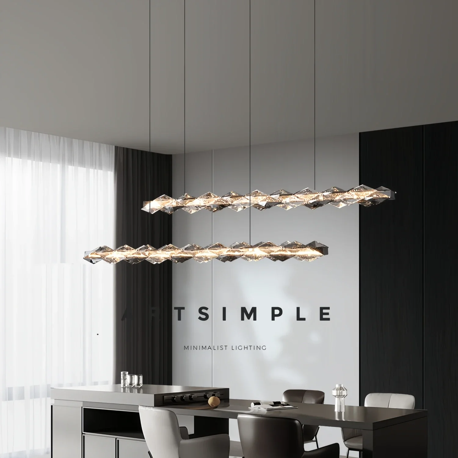 Nordic Round Crystal Chandelier LED for Living Room Dining Room Bedroom Luxury Pendant Lighting Home