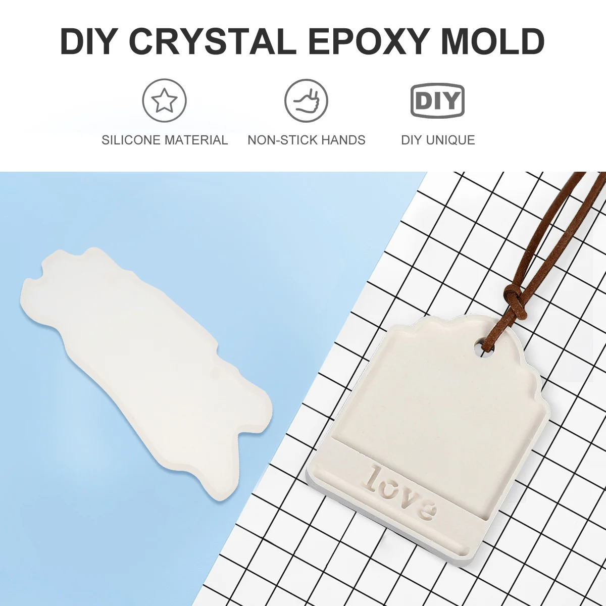 

1Pcs DIY Door Plate Mold Silicone Crystal Epoxy Craft Mold Set White Transparent Flexible for Sign Hanging Pendant