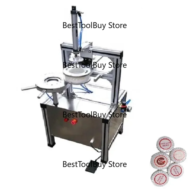 

Small Manual Commodity Store Cellophane Round Tea Cake Pleat Wrapping Sealing Packaging Machine Hotel Soap Wrapping Machine