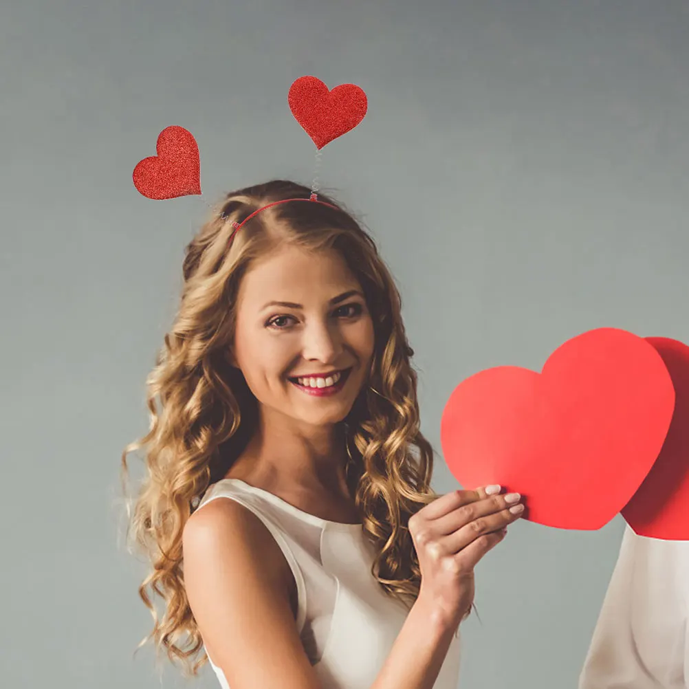 

2Pcs Valentines Heart Hairbands Romantic Headpieces Festival Boppers Headbands for Women Girls Heart Headband