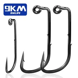 90-Degree Jig Hooks Fishing 25~100Pcs Long Shank Forged Jig Hooks Saltwater Fishing Aberdeen Jig Hooks Round Bend Mold Tackle