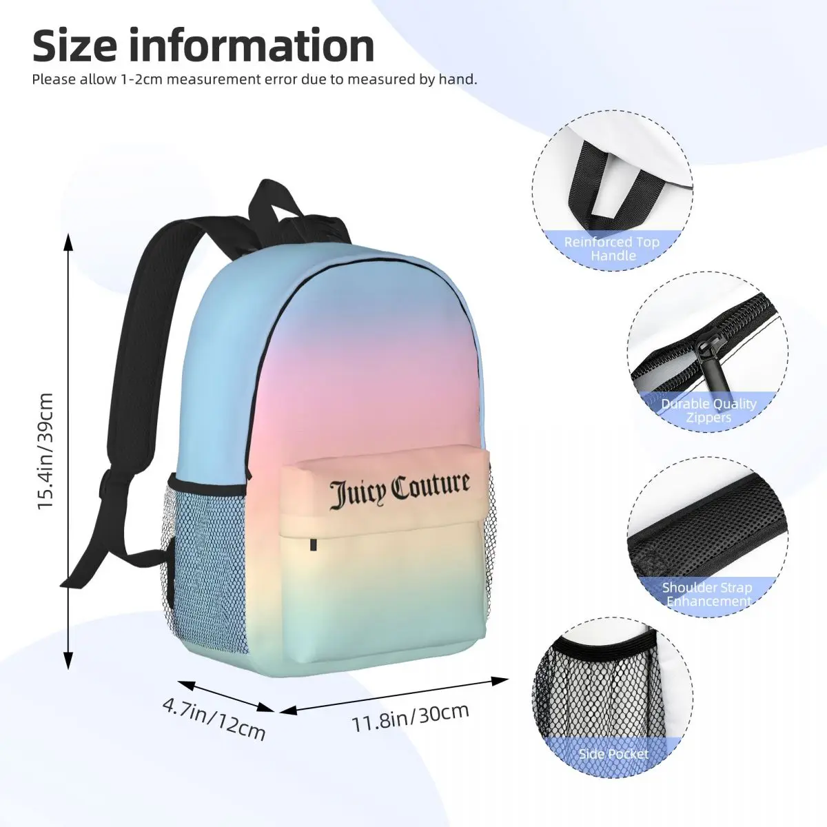 Hot-Sale-Like-Juicy-Couture-Style For Girls Boys Large Capacity Student Backpack Lightweight waterproof Backpack 15in