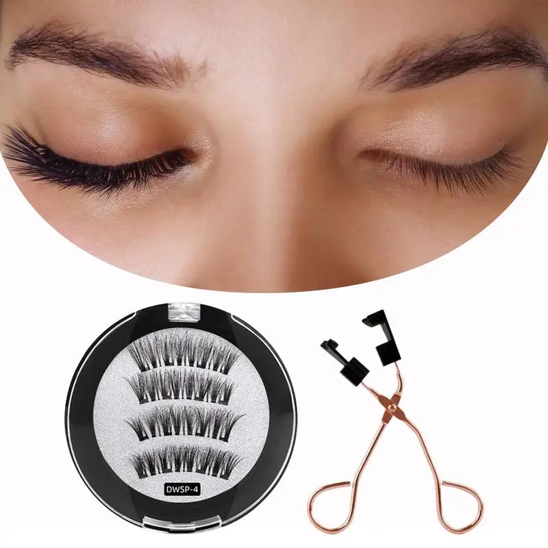 Natural Magnetic Eyelashes No Glue False Magnetic Eyelashes With Lashes Clip Reusable Natural Looking Soft Fake Lashes 3D