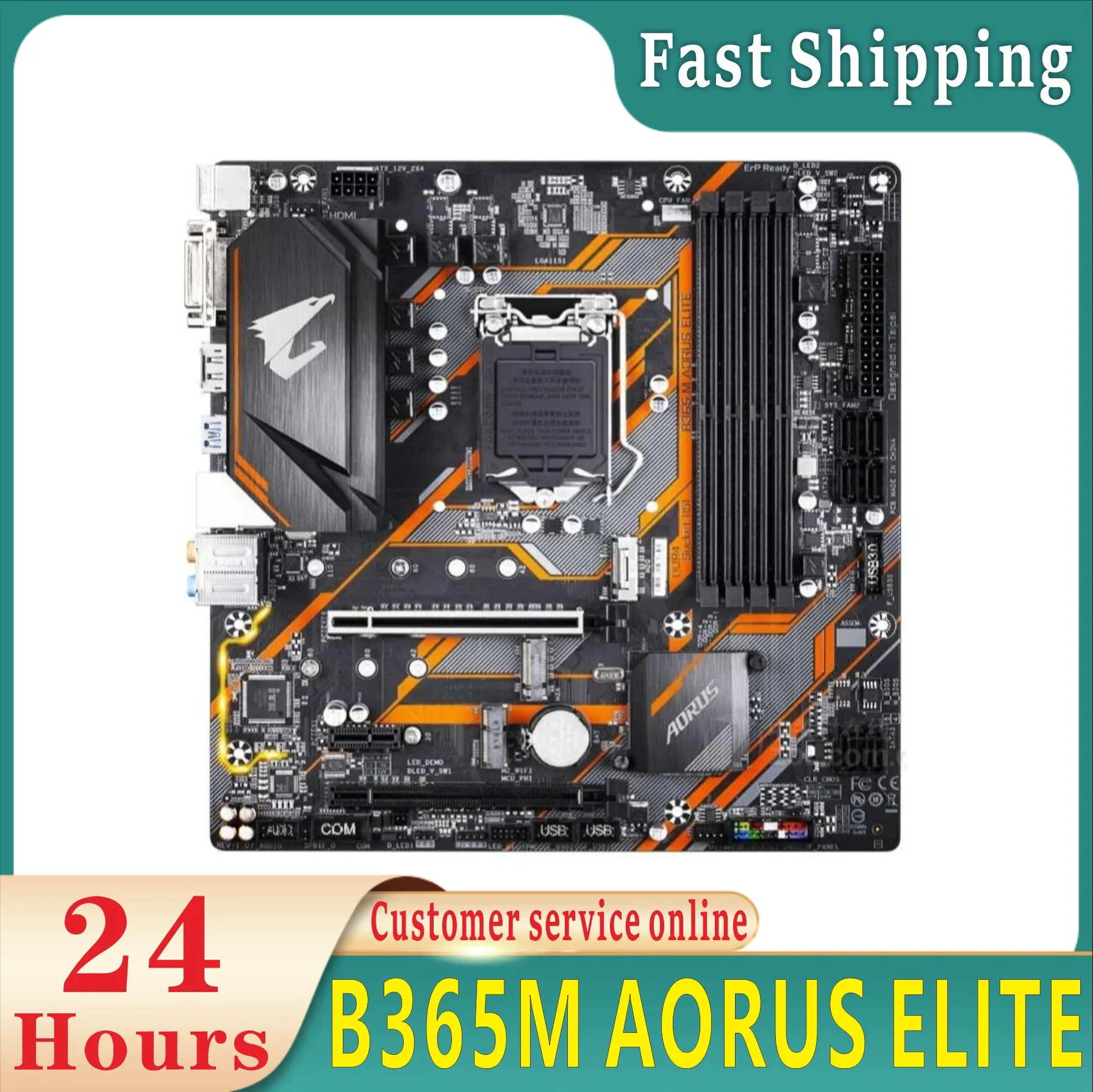 Original B365M AORUS ELITE DDR4 LGA 1151 64GB USB2.0 USB3.1 B365 desktop board 100% testing