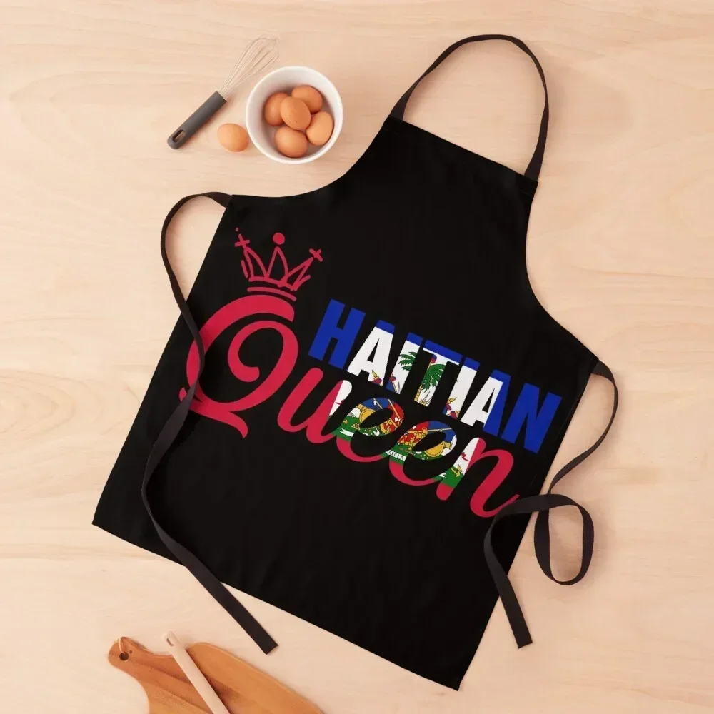 Haitian Queen Womens' Shirt Perfect Haiti Crown Flag Gift Apron barber men Nursing Kitchen Items Women Kitchen'S Apron