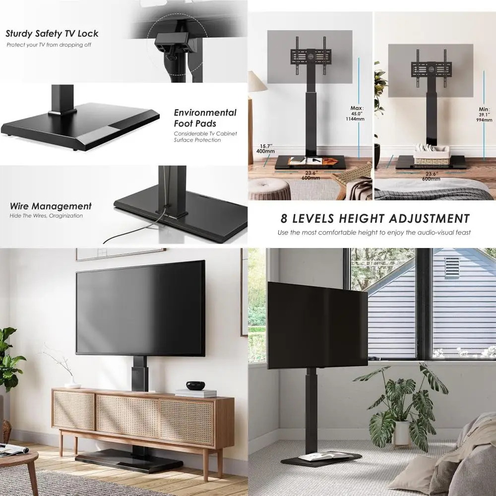 

Iron Base Universal Floor TV Stand with Swivel Mount for 32-65 Inch LED LCD OLED Plasma Flat Panel or Curved Screen TVs Height A