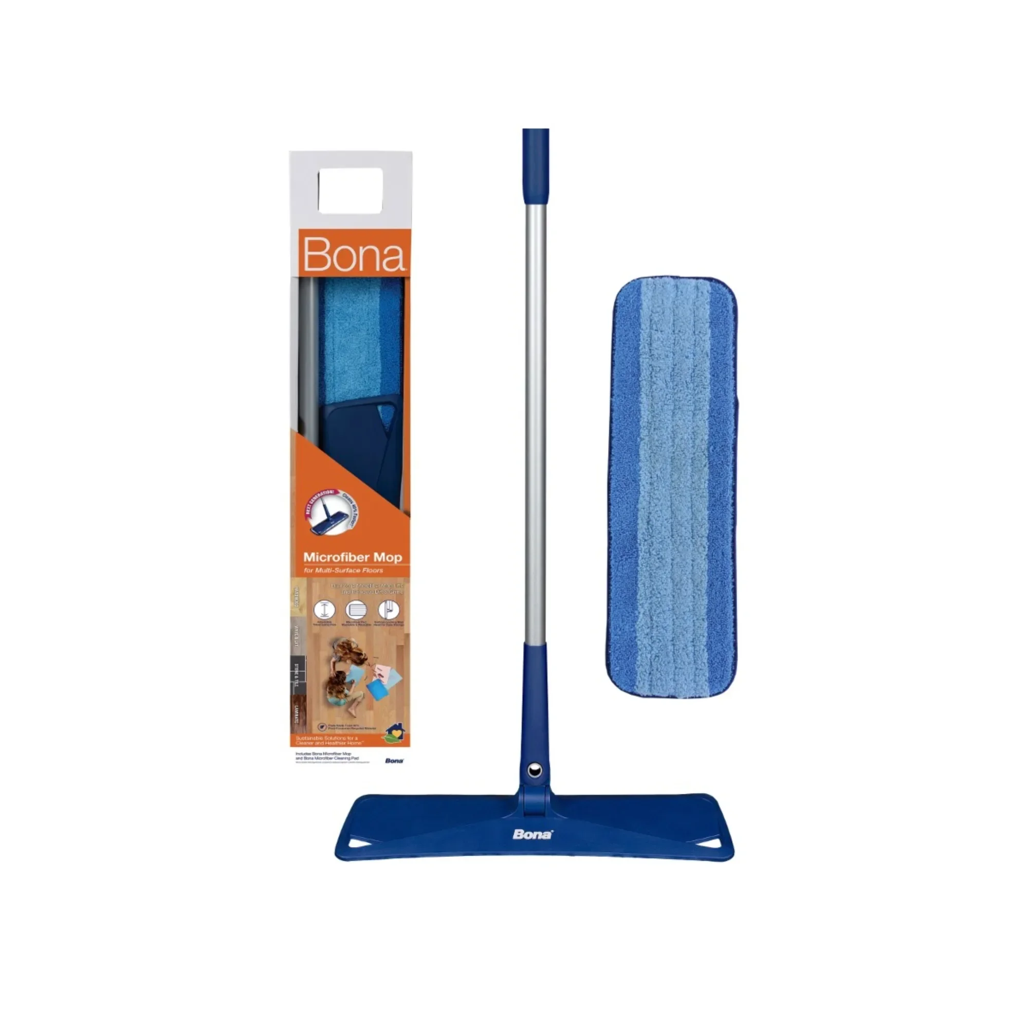 

Швабра для твердых полов с темно-синими внешними волоконками, которая разрывается от грязи и голубыми внутренними волоконками, которая привлекает ее.