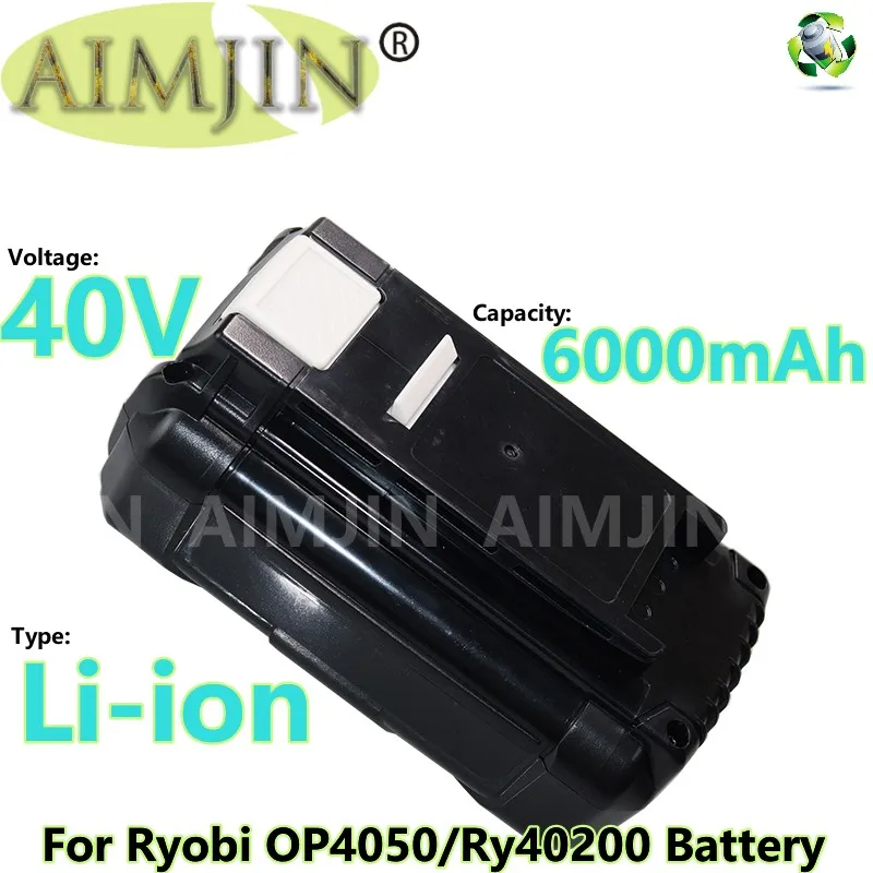 

40V 6AH high-power lithium battery, for Ryobi RY40200 tool battery OP4050 OP4026 , RY40430 RY40770,Ryobi RY OP series