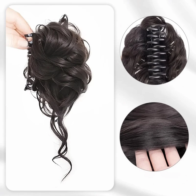 세일 가발 여성용 클립인 곱슬 가발 클립인 뱅 가발 합성 섬유