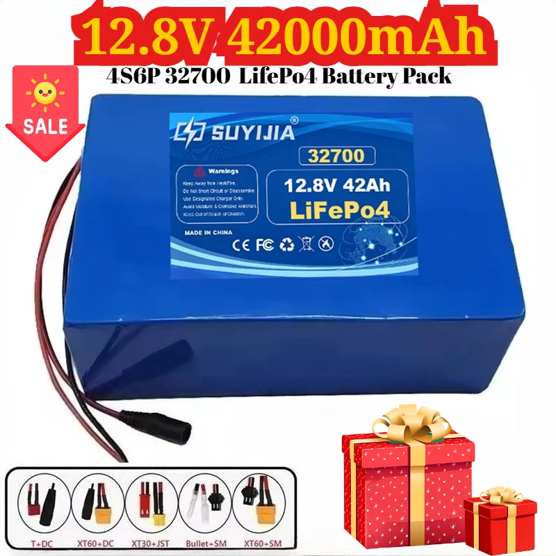 12.8V 42000mAh LiFePO4 32700-4S6P with Built-in 40A Same-port Charge and Discharge Balance Management System BMS