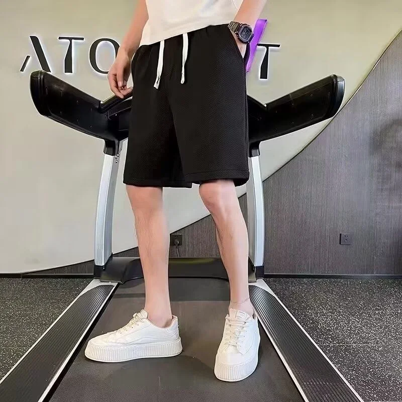 

Новые летние мужские спортивные брюки американского стиля, тонкие, свободного кроя, больших размеров, повседневные, укороченные, для активного отдыха, из полиэстера.